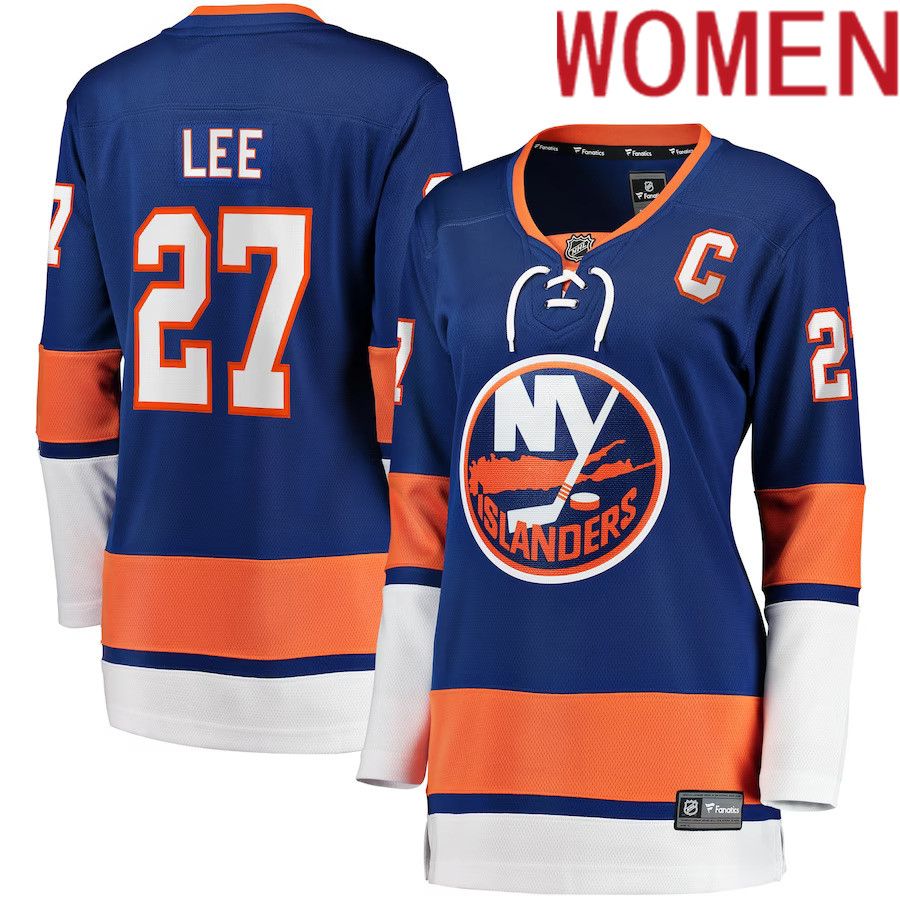 Women New York Islanders 27 Anders Lee Fanatics Branded Royal Home Captain Patch Breakaway Player NHL Jersey